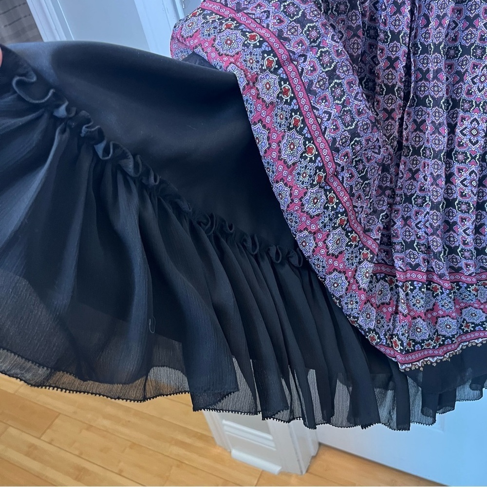 Laura Ashley Silk Floral layered Women's Midi Skirt Fully lined Size 16 Boho - Picture 8 of 11